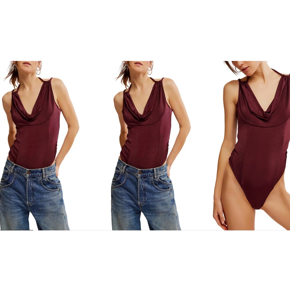 NWOT Intimately Free People Bodysuit SP Drape Cowl Neck First Choice Wild Ginger
